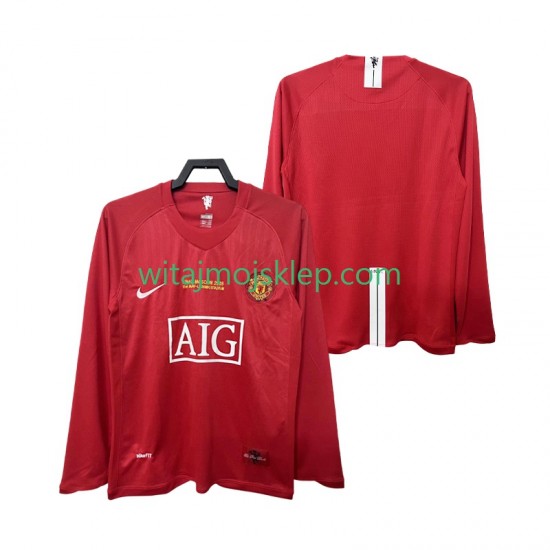 Koszulka Manchester United Champions League 2007 Retro Męska Stroje Domowe 2008 Długie Rękawy