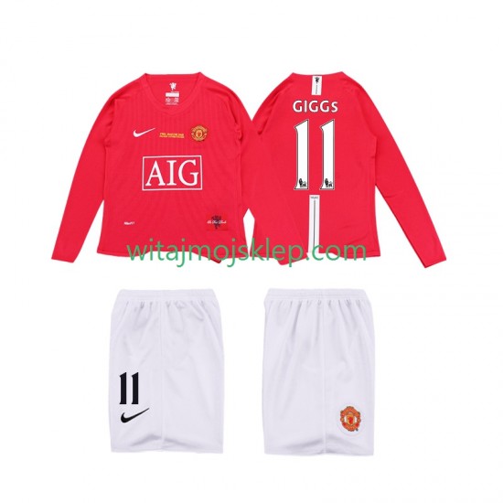 Koszulka Manchester United GIGGS 11 Premier League 2009 Retro Dziecięca Stroje Domowe 2008 Długie Rękawy