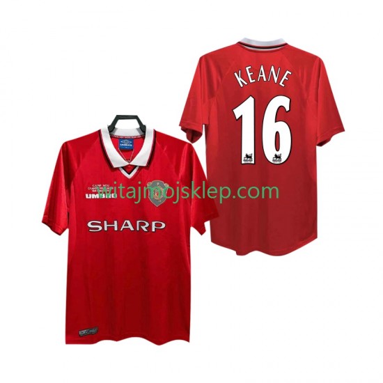 Koszulka Manchester United Keane 16 2000 Retro Męska Stroje Domowe 1999 Krótkie Rękawy