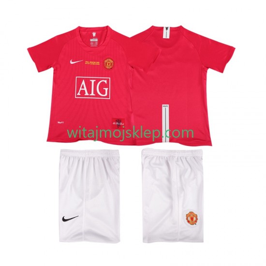Koszulka Manchester United Champions League 2007 Retro Dziecięca Stroje Domowe 2008 Krótkie Rękawy