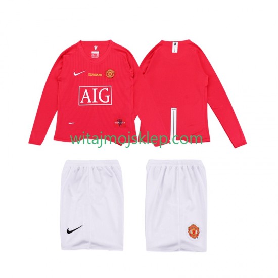 Koszulka Manchester United Premier League 2009 Retro Dziecięca Stroje Domowe 2008 Długie Rękawy