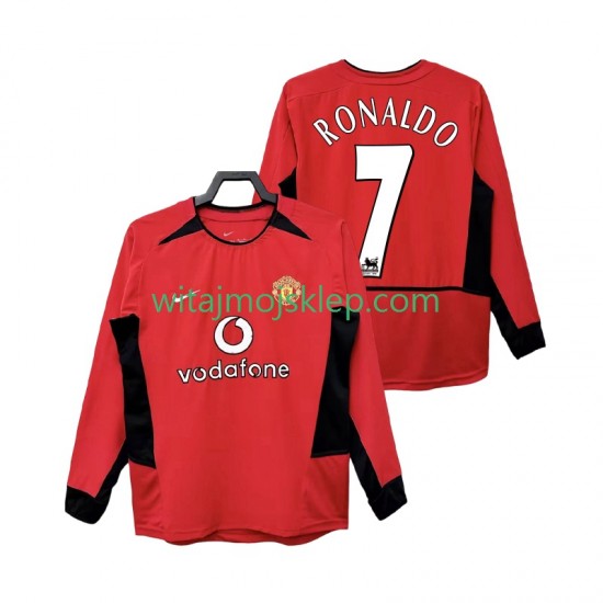 Koszulka Manchester United RONALDO 7 Retro Męska Stroje Domowe 2004 2002 Długie Rękawy