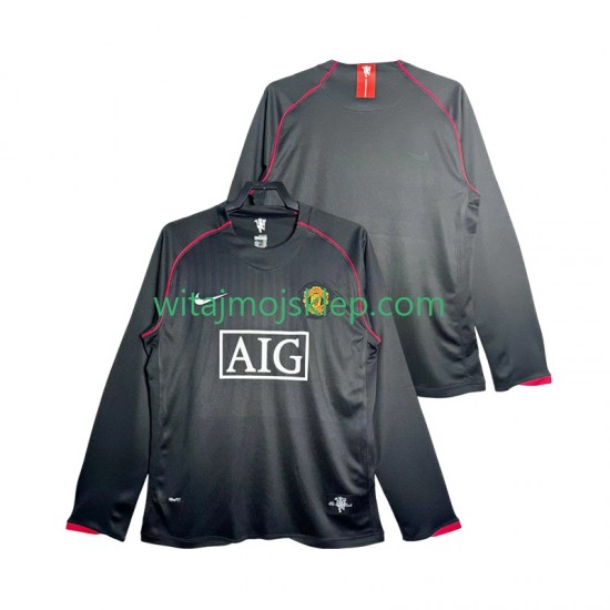 Koszulka Manchester United 2007 Retro Męska Stroje Wyjazdowe 2008 Długie Rękawy