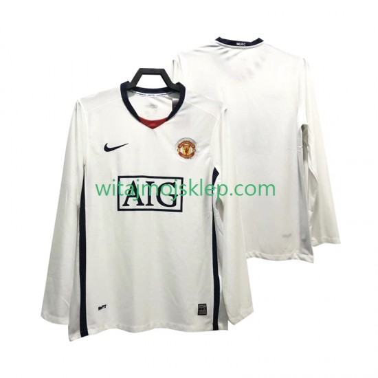 Koszulka Manchester United Premier League 2009 Retro Męska Stroje Wyjazdowe 2008 Długie Rękawy