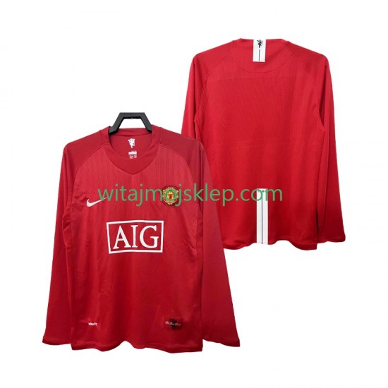 Koszulka Manchester United 2007 Retro Męska Stroje Domowe 2008 Długie Rękawy