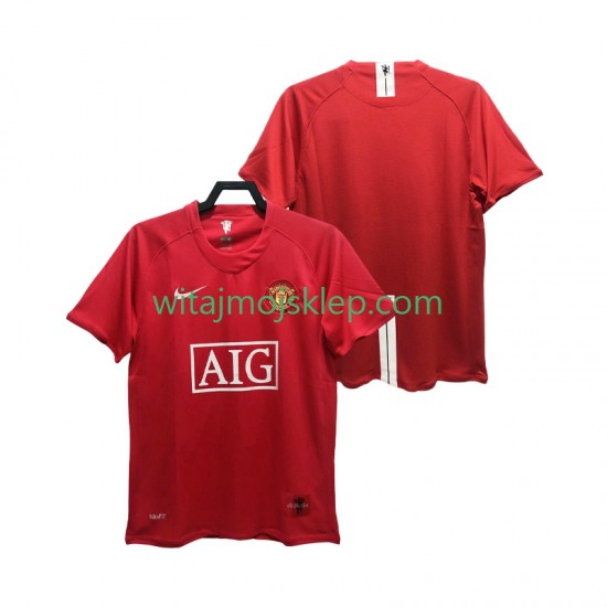 Koszulka Manchester United Premier League 2007 Retro Męska Stroje Domowe 2008 Krótkie Rękawy