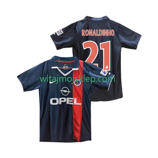 Koszulka Paris Saint-Germain RONALDINHO 21 2001 Retro Męska Stroje Domowe 2002 Krótkie Rękawy