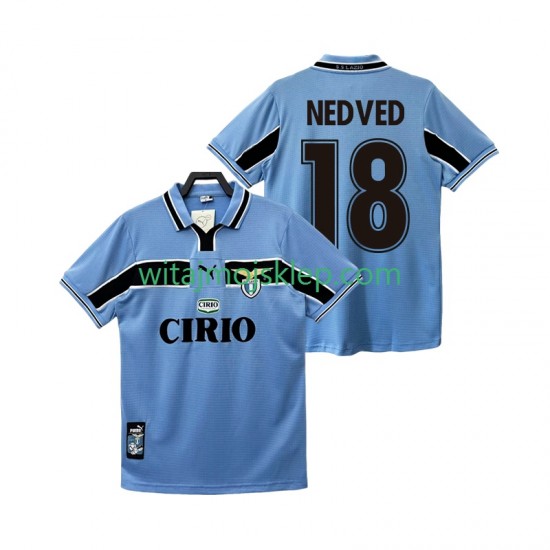Koszulka SS Lazio NEDVED 18 Retro Męska Stroje Domowe 1998 1999 Krótkie Rękawy