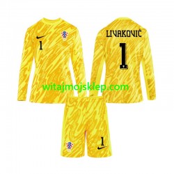 Koszulka Reprezentacja Chorwacji DOMINIK LIVAKOVIC 1 Bramkarskie Dziecięca Stroje Domowe Euro 2024 Długie Rękawy