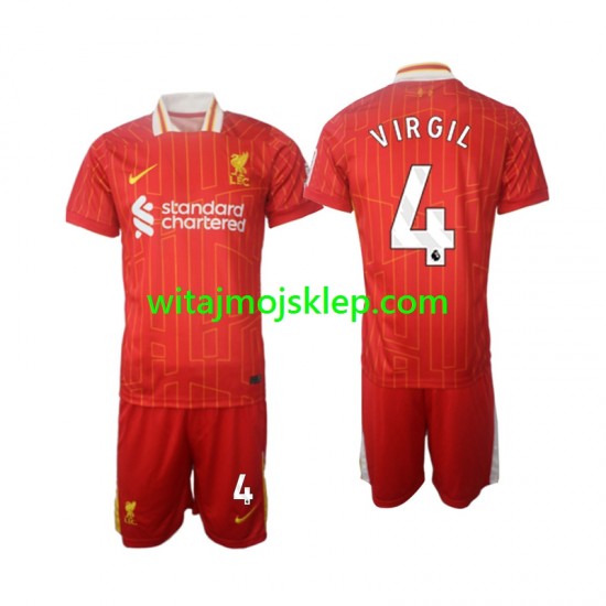Koszulka Liverpool Virgil 4 Dziecięca Stroje Domowe 2024-2025 Krótkie Rękawy