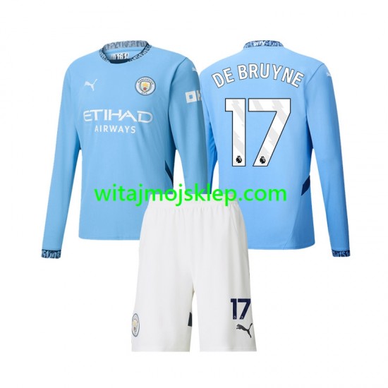 Koszulka Manchester City Kevin De Bruyne 17 Dziecięca Stroje Domowe 2024-2025 Długie Rękawy