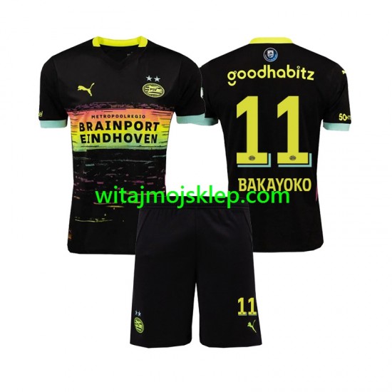 Koszulka PSV Eindhoven Johan Bakayoko 11 Dziecięca Stroje Wyjazdowe 2024-2025 Krótkie Rękawy