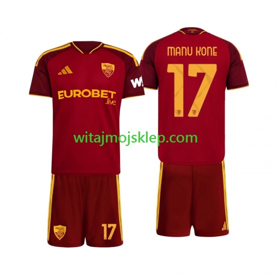 Koszulka AS Roma Manu Kone 17 Dziecięca Stroje Domowe 2026-2027 Krótkie Rękawy