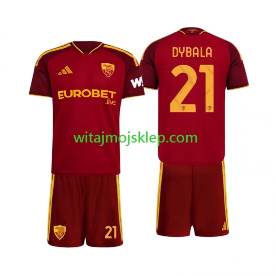 Koszulka AS Roma Paulo Dybala 21 Dziecięca Stroje Domowe 2026-2027 Krótkie Rękawy
