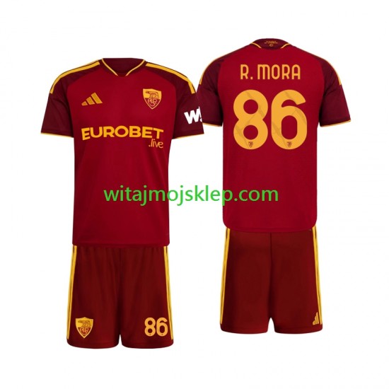Koszulka AS Roma Rodrigo Mora 86 Dziecięca Stroje Domowe 2026-2027 Krótkie Rękawy