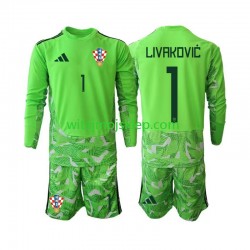 Koszulka Reprezentacja Chorwacji Dominik Livakovic 25 Bramkarskie Dziecięca Stroje Domowe 2026-2027 Długie Rękawy