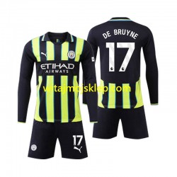 Koszulka Manchester City Kevin De Bruyne 17 Dziecięca Stroje Wyjazdowe 2024-2025 Długie Rękawy