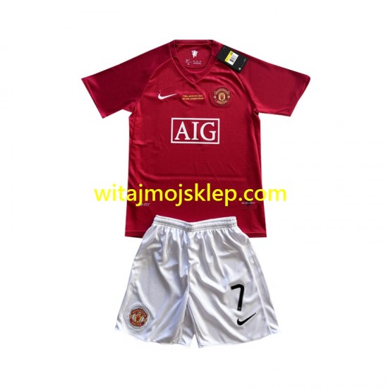 Koszulka Manchester United Cristiano Ronaldo 7 Champion League 2007 Retro Dziecięca Stroje Domowe Krótkie Rękawy