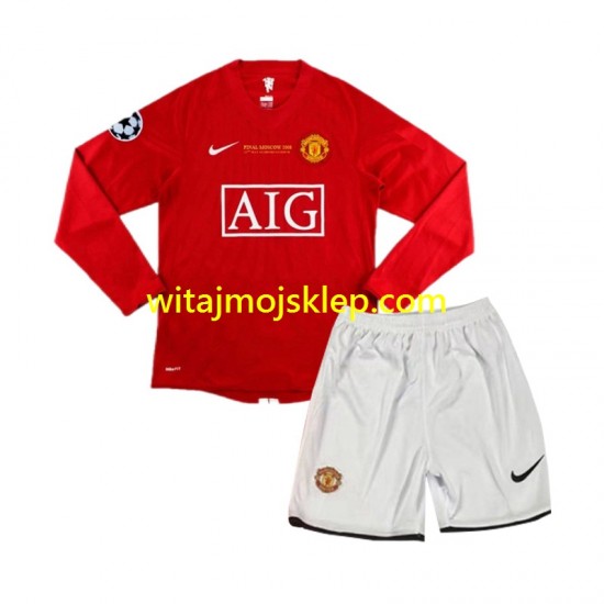 Koszulka Manchester United Champion League 2007 Retro Dziecięca Stroje Domowe Długie Rękawy