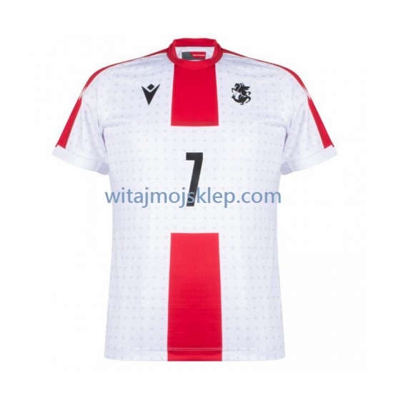 Koszulka Georgia Kvaratskhelia 7 Męska Stroje Domowe Euro 2024 Krótkie Rękawy