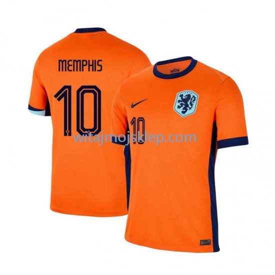 Koszulka Reprezentacja Holandii Memphis Depay 10 Męska Stroje Domowe Euro 2024 Krótkie Rękawy