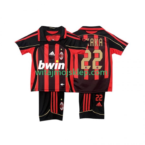 Koszulka AC Milan KAKA 22 2006-2007 Retro Dziecięca Stroje Domowe Krótkie Rękawy