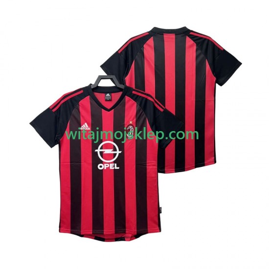 Koszulka AC Milan 2003 Retro Męska Stroje Domowe 2002 Krótkie Rękawy