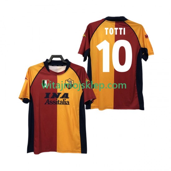 Koszulka AS Roma Totti 10 2000-2001 Retro Męska Stroje Domowe Krótkie Rękawy