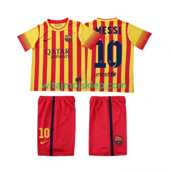 Koszulka FC Barcelona Lionel Messi 10 2013 2014 Retro Dziecięca Stroje Wyjazdowe Krótkie Rękawy