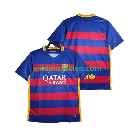 Koszulka FC Barcelona 2015-2016 Retro Męska Stroje Domowe Krótkie Rękawy