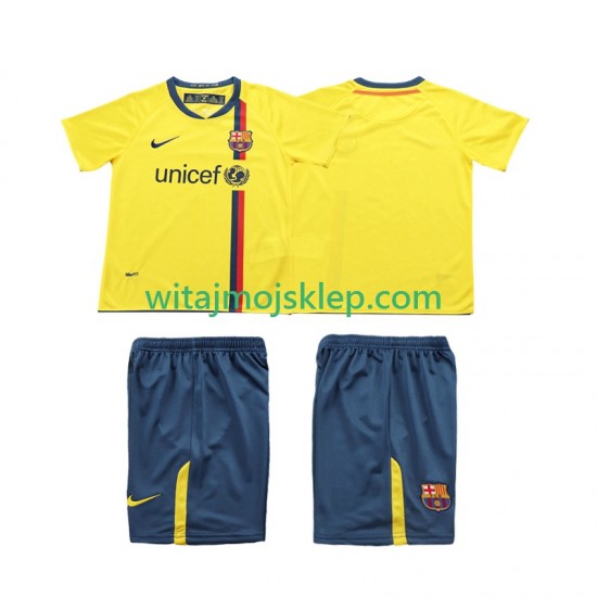 Koszulka FC Barcelona 2009 Retro Dziecięca Stroje Wyjazdowe 2008 Krótkie Rękawy
