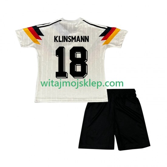Koszulka Reprezentacja Niemiec Klinsmann 18 1990 Retro Dziecięca Stroje Domowe Krótkie Rękawy
