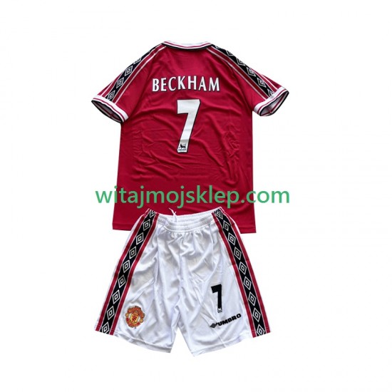 Koszulka Manchester United Beckham 7 Retro Dziecięca Stroje Domowe 1998 1999 Krótkie Rękawy