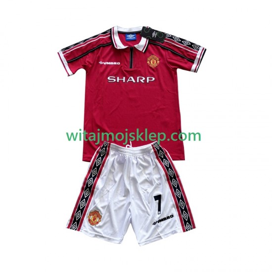 Koszulka Manchester United Beckham 7 Retro Dziecięca Stroje Domowe 1998 1999 Krótkie Rękawy