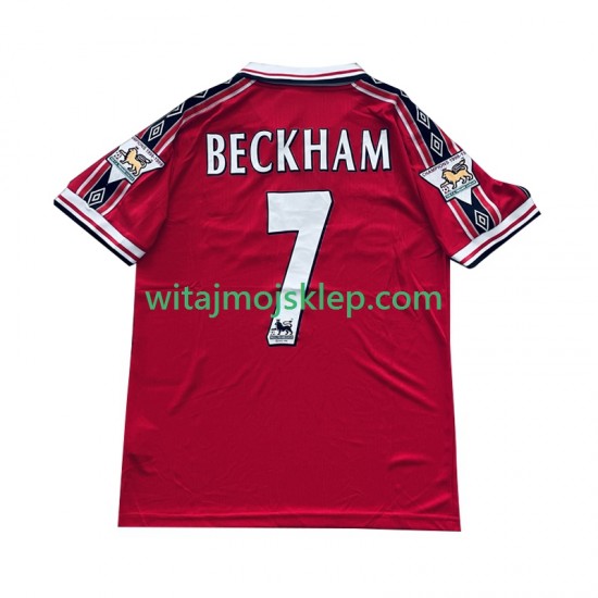 Koszulka Manchester United Beckham 7 Retro Męska Stroje Domowe 1998 1999 Krótkie Rękawy