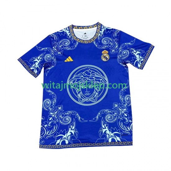 Koszulka Real Madryt Versace Blue Edition Męska Stroje Domowe 2024-2025 Krótkie Rękawy