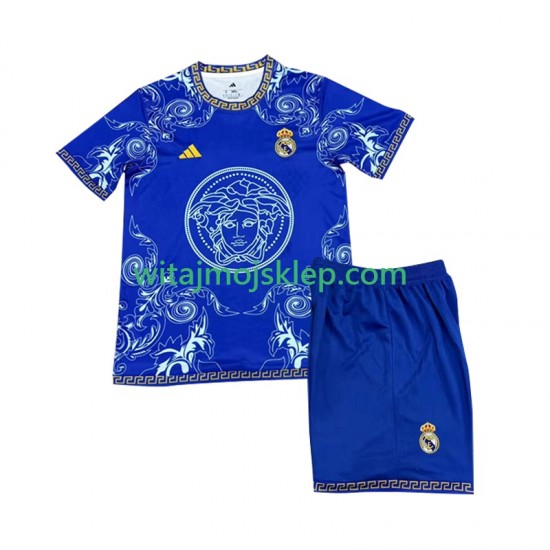 Koszulka Real Madryt Versace Blue Edition Dziecięca Stroje Domowe 2024-2025 Krótkie Rękawy