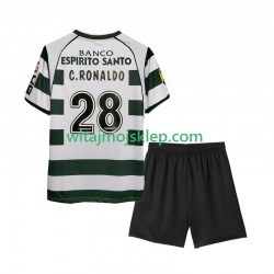 Koszulka Sporting CP Cristiano Ronaldo 28 2001 2003 Retro Dziecięca Stroje Domowe Krótkie Rękawy