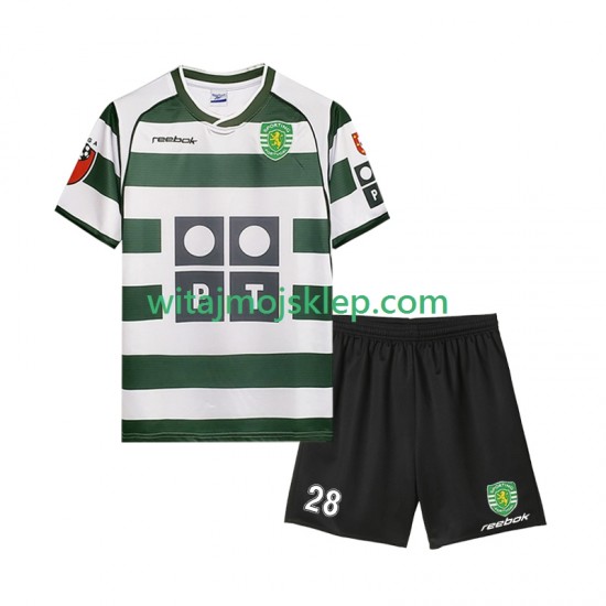 Koszulka Sporting CP Cristiano Ronaldo 28 2001 2003 Retro Dziecięca Stroje Domowe Krótkie Rękawy