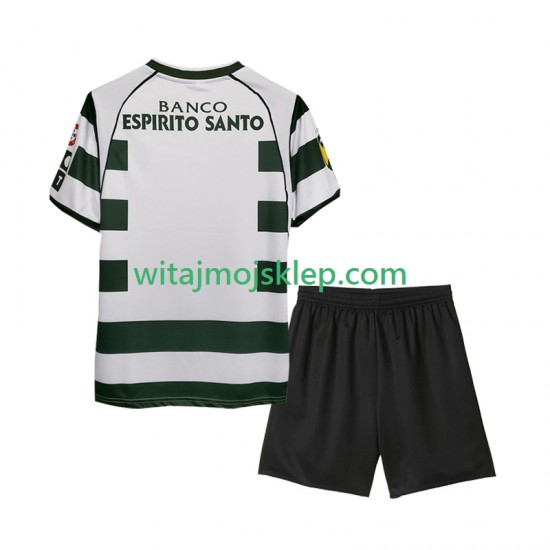 Koszulka Sporting CP 2001 2003 Retro Dziecięca Stroje Domowe Krótkie Rękawy