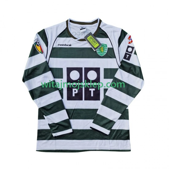 Koszulka Sporting CP 2001 2003 Retro Męska Stroje Domowe Długie Rękawy