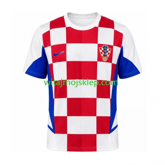 Koszulka Reprezentacja Chorwacji Retro Męska Stroje Domowe 2002 Krótkie Rękawy