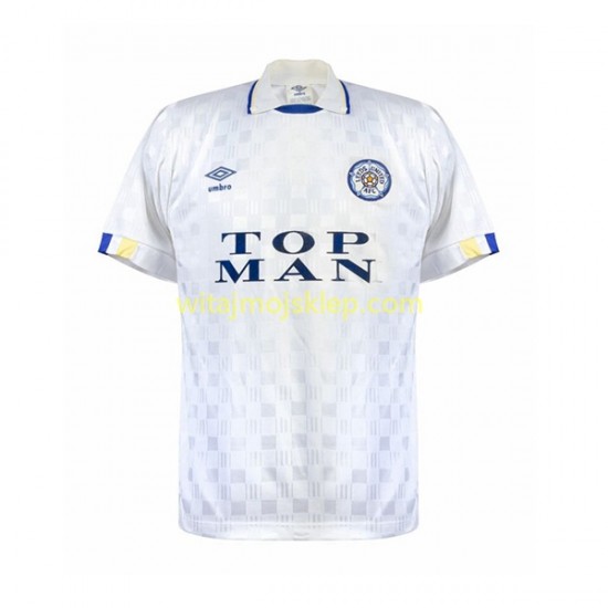 Koszulka Leeds United Retro Męska Stroje Domowe 1989-1990 Krótkie Rękawy