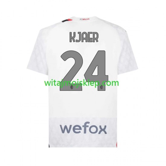 Koszulka AC Milan Simon Kjaer 24 Męska Stroje Wyjazdowe 2023-2024 Krótkie Rękawy