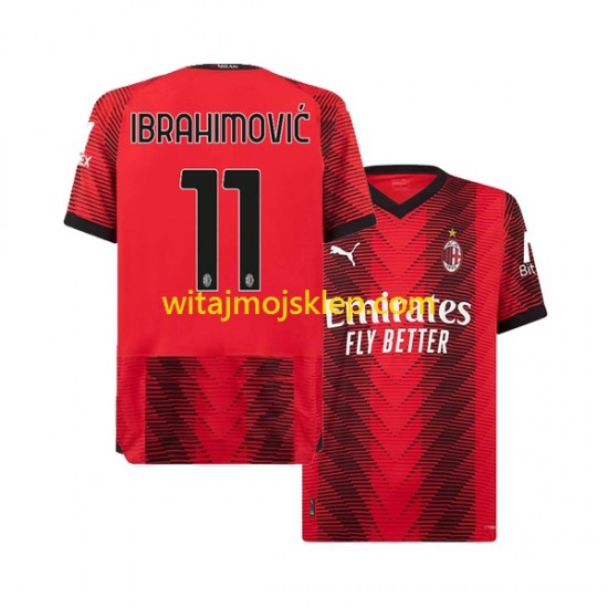 Koszulka AC Milan Ibrahimović 11 Męska Stroje Domowe 2023-2024 Krótkie Rękawy