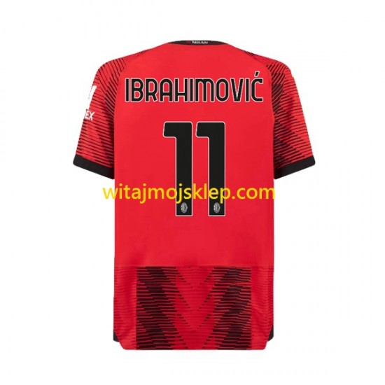 Koszulka AC Milan Ibrahimović 11 Męska Stroje Domowe 2023-2024 Krótkie Rękawy