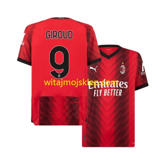 Koszulka AC Milan Olivier Giroud 9 Męska Stroje Domowe 2023-2024 Krótkie Rękawy