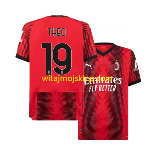 Koszulka AC Milan Theo Hernandez 19 Męska Stroje Domowe 2023-2024 Krótkie Rękawy