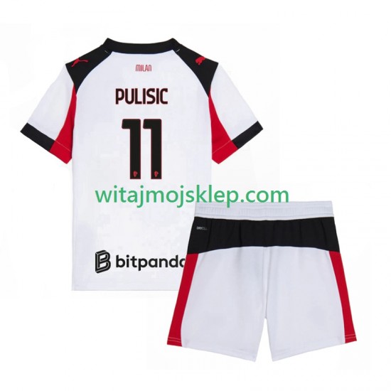 Koszulka AC Milan Christian Pulisic 11 Dziecięca Stroje Wyjazdowe 2025-2026 Krótkie Rękawy