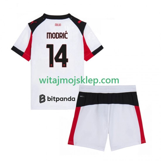 Koszulka AC Milan Modrić Luca 14 Dziecięca Stroje Wyjazdowe 2025-2026 Krótkie Rękawy